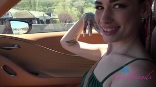 Delilah Day verleidt in de auto op vakantie, wrijft haan en martelingen voor de camera van de pov