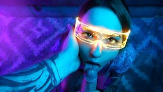 Cyberpunk zuigen avontuur met een klein poesje