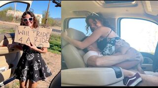 Hot lifter meisje in ondergoed zonder poesje, "Ik doe alles voor een ritje."