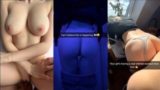 Vuil neuken van college meisjes in een snapchat selectie op scherm drie