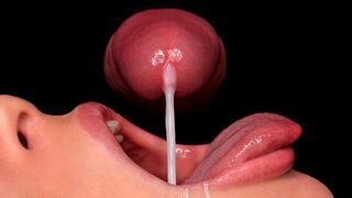 Close-up foto: beste gratis pijpbeurt voor je spritzing! Gebruik je poesje om te genieten! Hot haan zuigen asmr