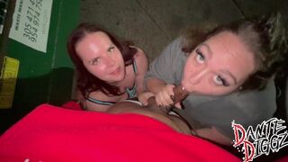 Dubbele pijpbeurt in Miami steegje met Katja miyatovich en robijn labelle