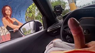 Rode tiener kijken naar een lul sloeg je uit in het openbaar in de auto