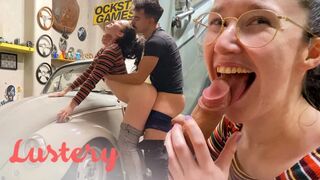 Schattig amateurs neuken in de garage wild