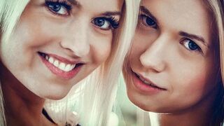 Hot lesbische knuffels van volwassen blondjes met Lena Love en Violette Pink